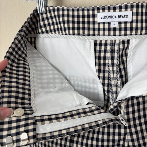 Veronica Beard Tani Gingham High Rise Kick Flare Trouser Pant - Picture 10 of 12